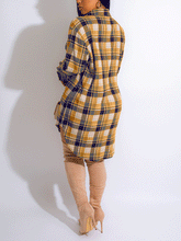 Langärmliges Hemdkleid mit Karomuster und Knöpfen